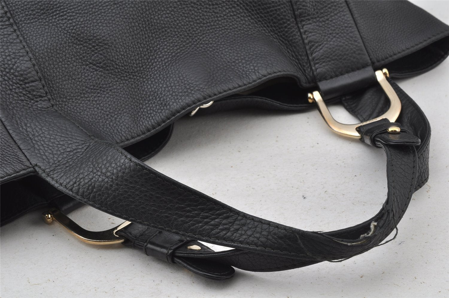 Authentic GUCCI Vintage Shoulder Tote Bag Leather 257051 Black 9424I