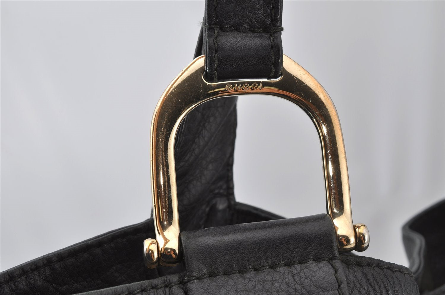 Authentic GUCCI Vintage Shoulder Tote Bag Leather 257051 Black 9424I