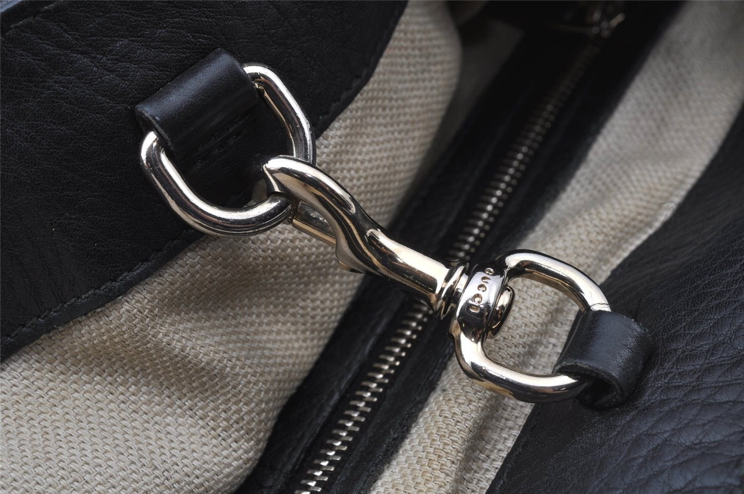 Authentic GUCCI Vintage Shoulder Tote Bag Leather 257051 Black 9424I