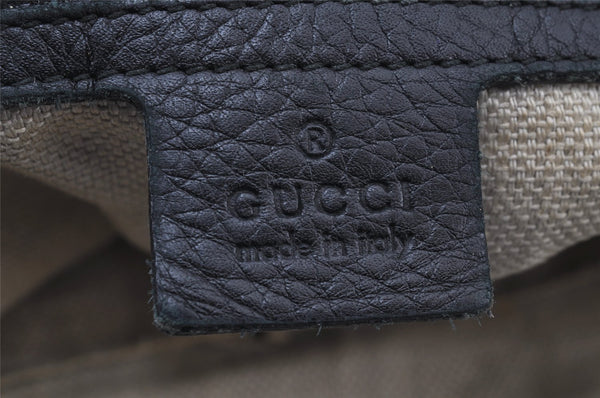 Authentic GUCCI Vintage Shoulder Tote Bag Leather 257051 Black 9424I