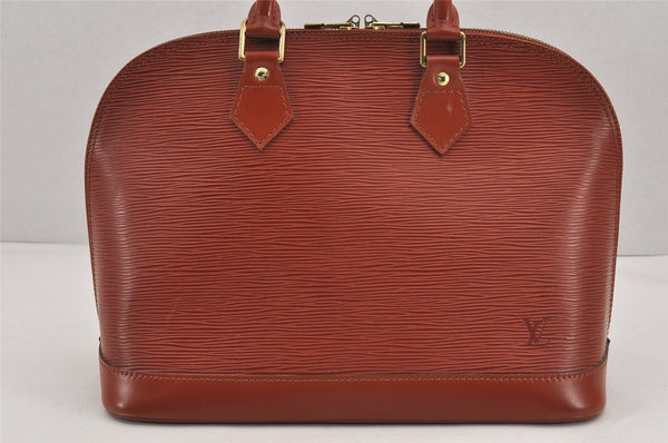 Authentic Louis Vuitton Epi Alma PM Hand Bag Brown M52143 LV 9424J