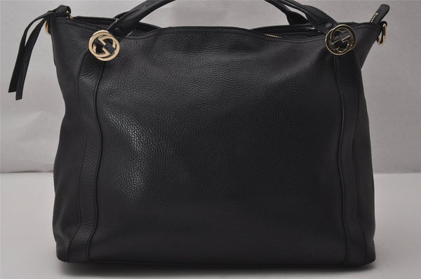 Authentic GUCCI Miss GG 2Way Hand Shoulder Cross Bag Leather 323675 Black 9425I