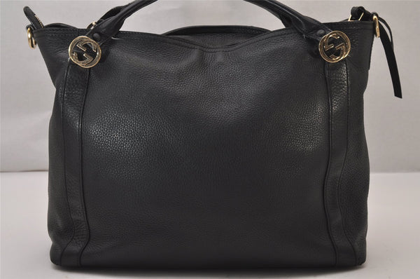 Authentic GUCCI Miss GG 2Way Hand Shoulder Cross Bag Leather 323675 Black 9425I
