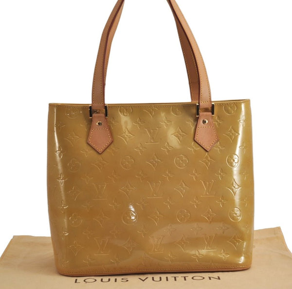 Authentic Louis Vuitton Vernis Houston Shoulder Hand Bag Yellow M91004 LV 9425J