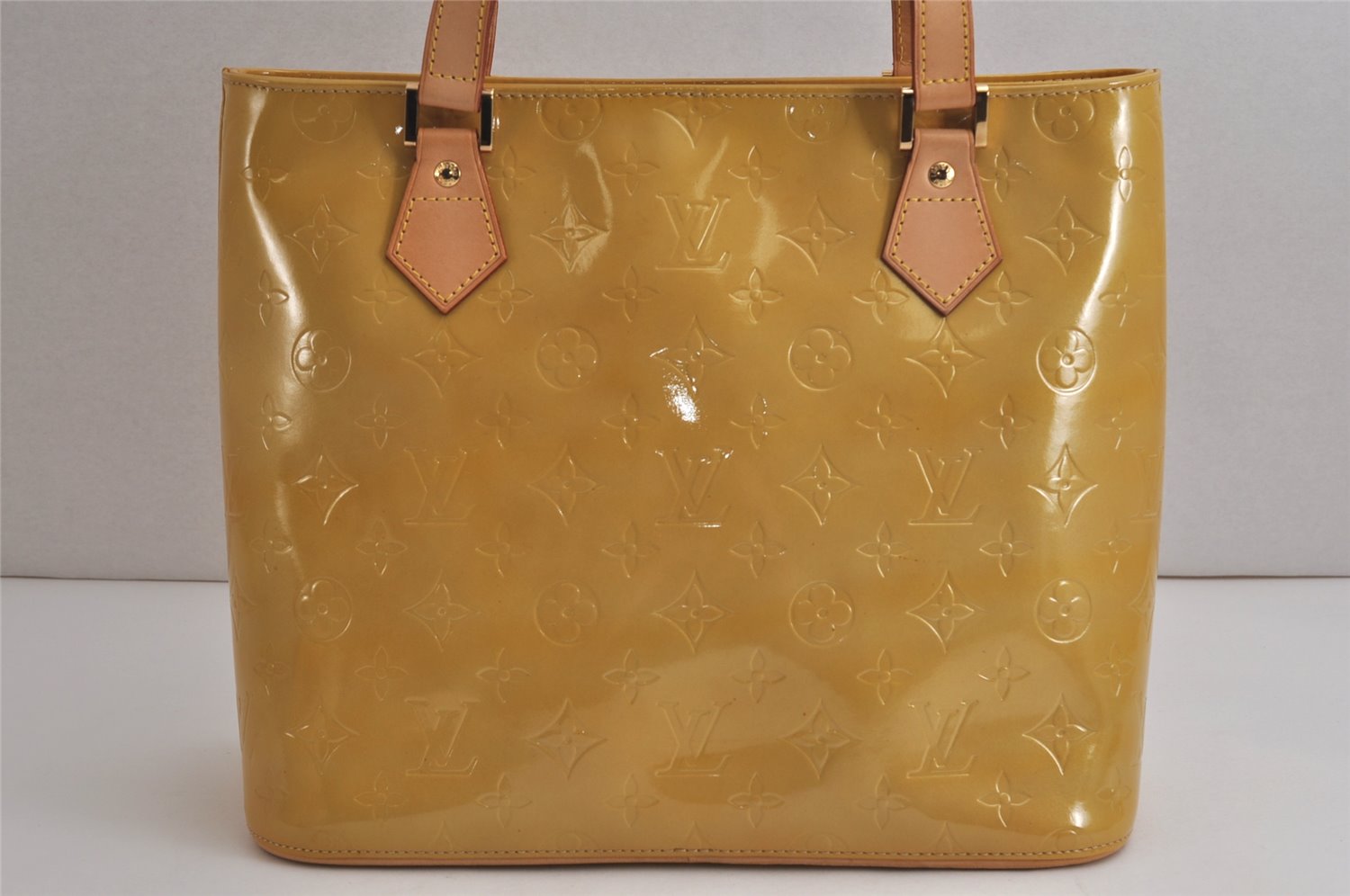 Authentic Louis Vuitton Vernis Houston Shoulder Hand Bag Yellow M91004 LV 9425J