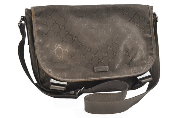 Authentic GUCCI GG Imprime Shoulder Cross Bag GG PVC Leather 201732 Brown 9433I