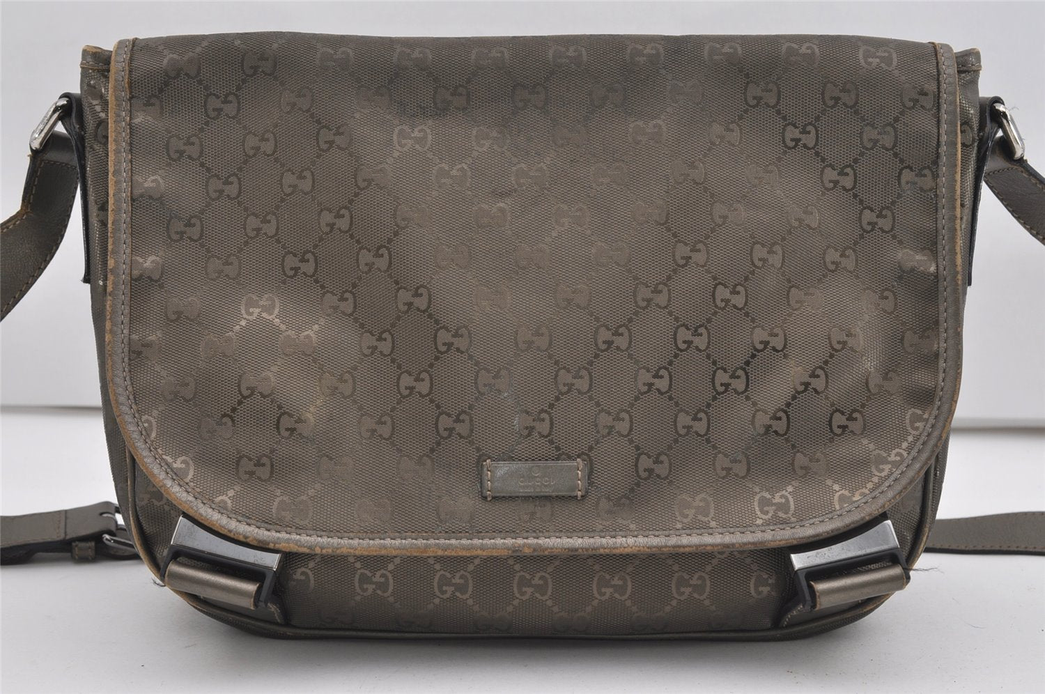 Authentic GUCCI GG Imprime Shoulder Cross Bag GG PVC Leather 201732 Brown 9433I