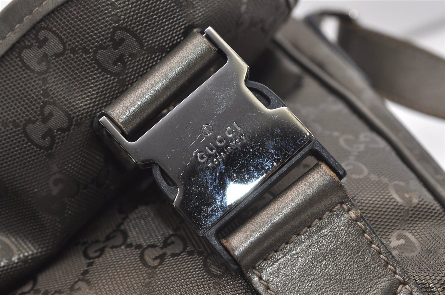 Authentic GUCCI GG Imprime Shoulder Cross Bag GG PVC Leather 201732 Brown 9433I