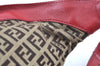 Authentic FENDI Vintage Zucchino Waist Body Bag Purse Canvas Leather Brown 9435I