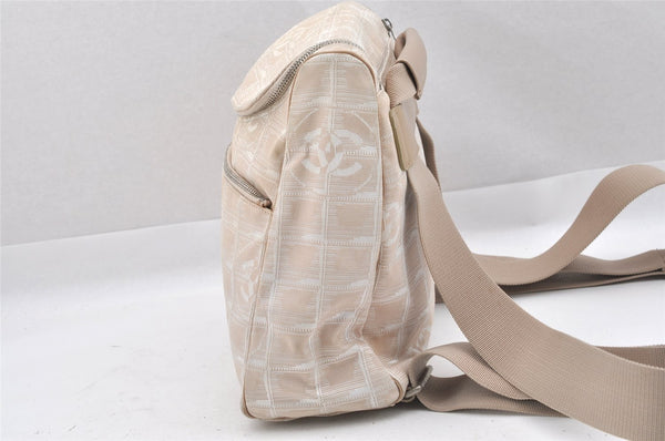 Authentic CHANEL New Travel Line 2Way Backpack Bag Nylon Leather Beige 9440I