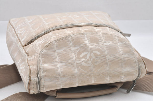 Authentic CHANEL New Travel Line 2Way Backpack Bag Nylon Leather Beige 9440I