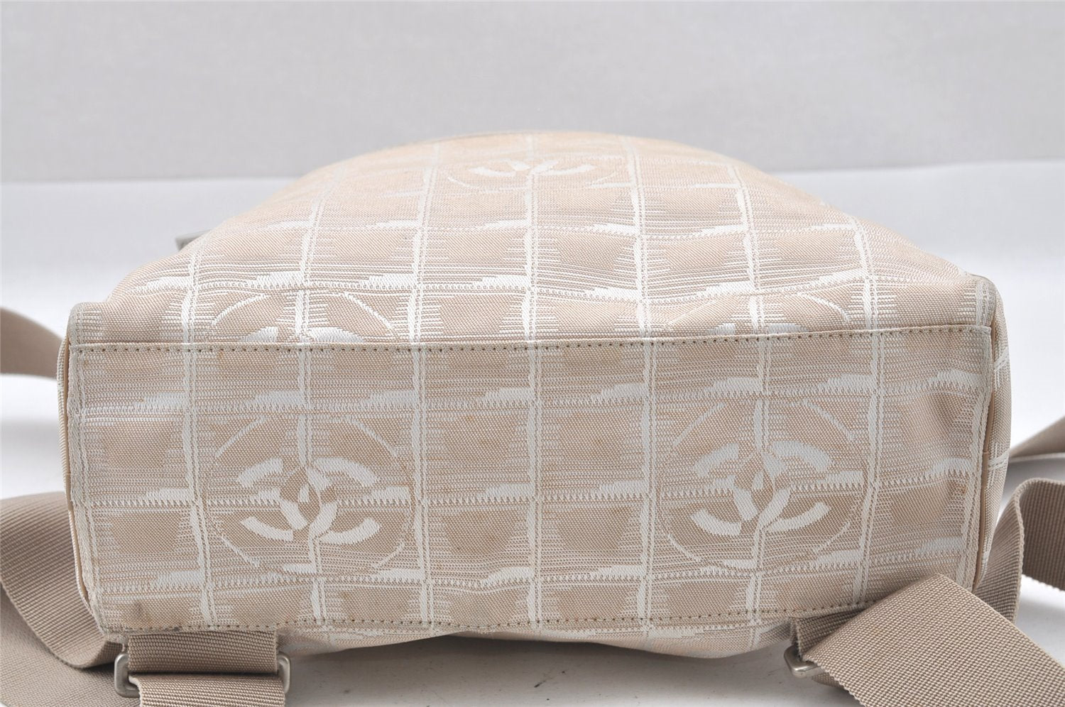 Authentic CHANEL New Travel Line 2Way Backpack Bag Nylon Leather Beige 9440I