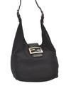 Authentic FENDI Vintage Shoulder Hand Bag Purse Jersey Leather Black 9443J