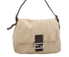 Authentic FENDI Zucca Mamma Baguette Shoulder Bag Canvas Leather Beige 9444J