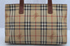 Authentic BURBERRY Vintage Nova Check PVC Leather Shoulder Tote Bag Beige 9450J