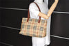 Authentic BURBERRY Vintage Nova Check PVC Leather Shoulder Tote Bag Beige 9450J