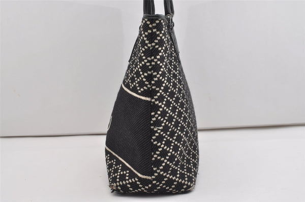 Authentic GUCCI Diamante Shoulder Tote Bag Wool Leather 257304 Black 9451I