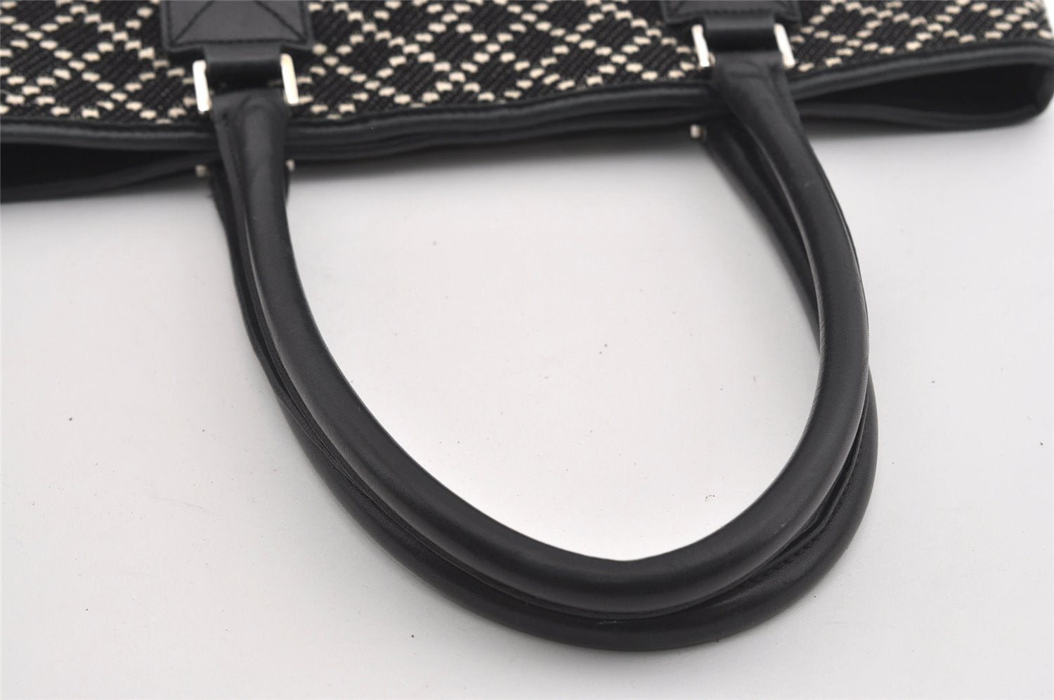 Authentic GUCCI Diamante Shoulder Tote Bag Wool Leather 257304 Black 9451I