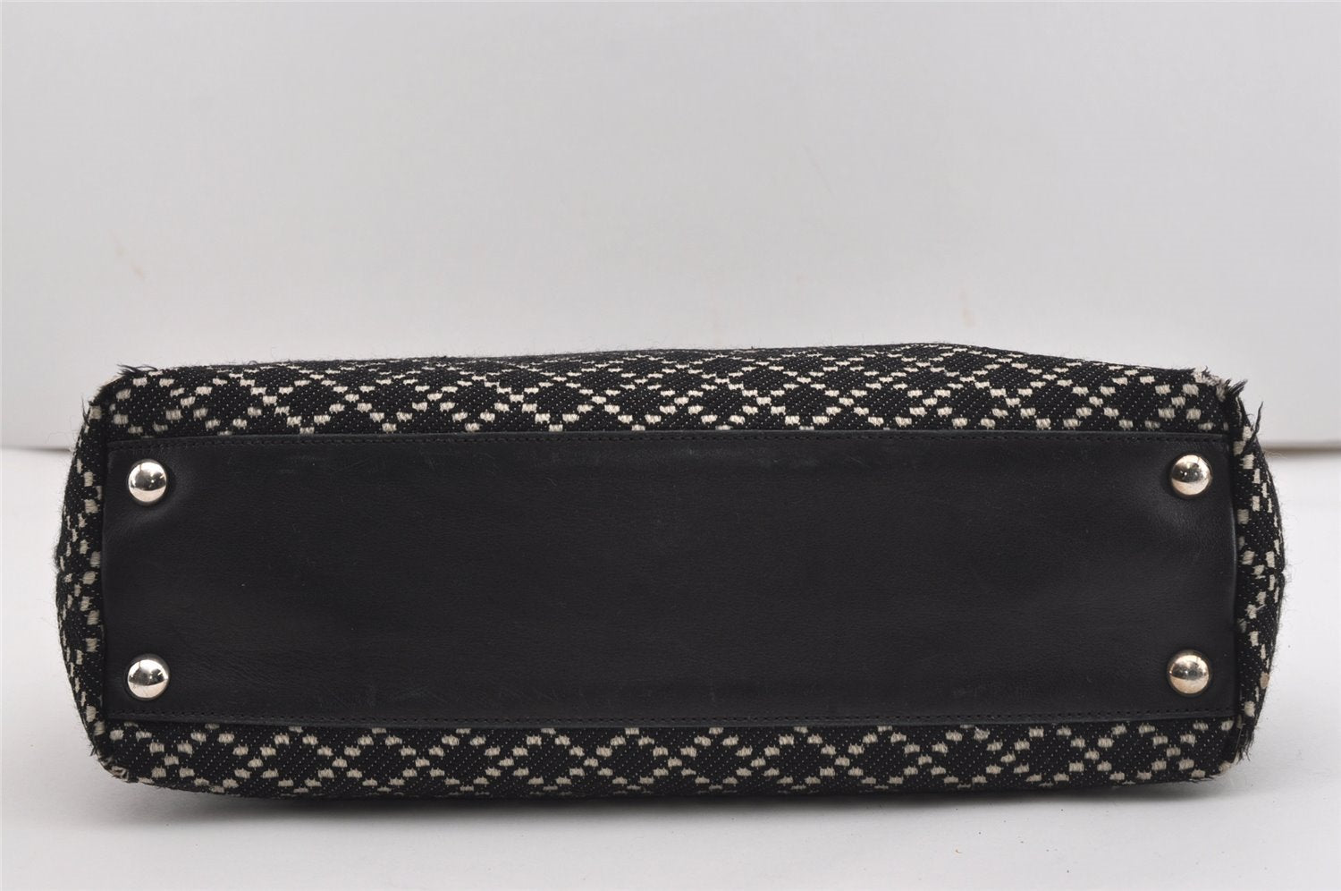 Authentic GUCCI Diamante Shoulder Tote Bag Wool Leather 257304 Black 9451I