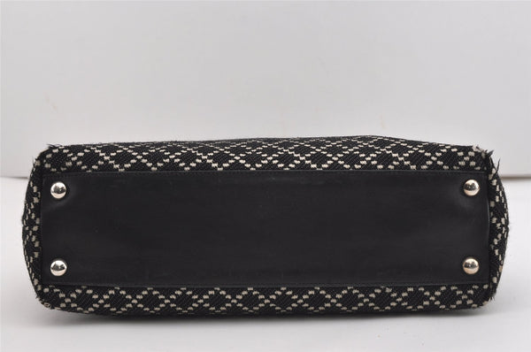 Authentic GUCCI Diamante Shoulder Tote Bag Wool Leather 257304 Black 9451I