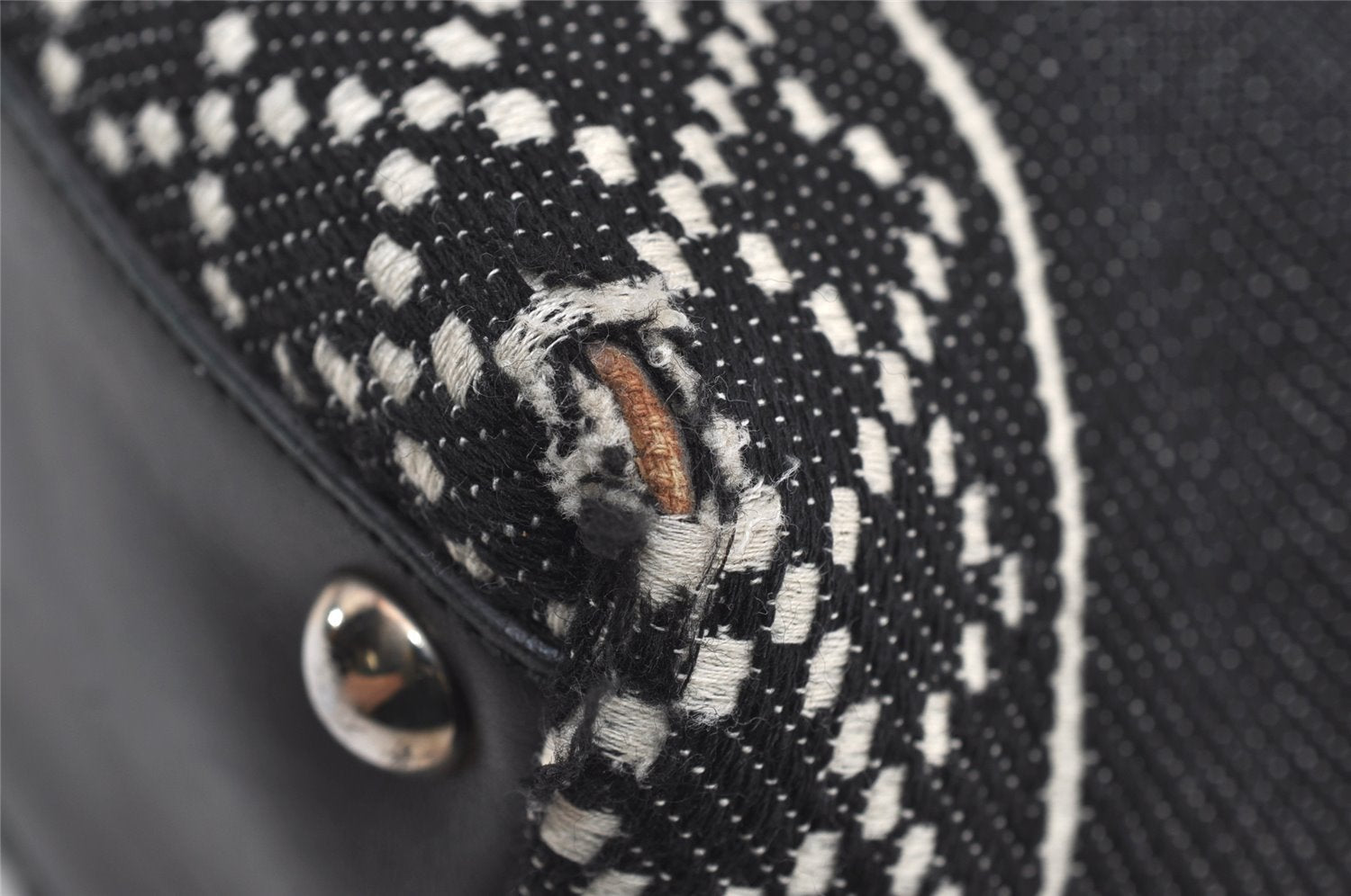 Authentic GUCCI Diamante Shoulder Tote Bag Wool Leather 257304 Black 9451I