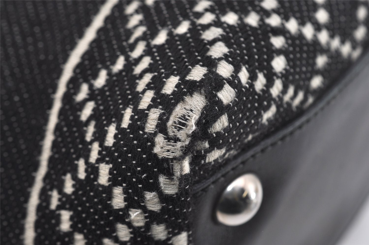 Authentic GUCCI Diamante Shoulder Tote Bag Wool Leather 257304 Black 9451I