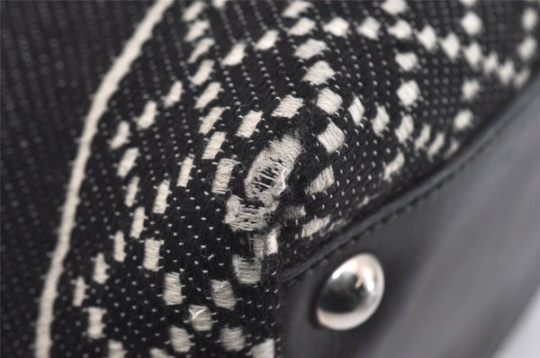 Authentic GUCCI Diamante Shoulder Tote Bag Wool Leather 257304 Black 9451I