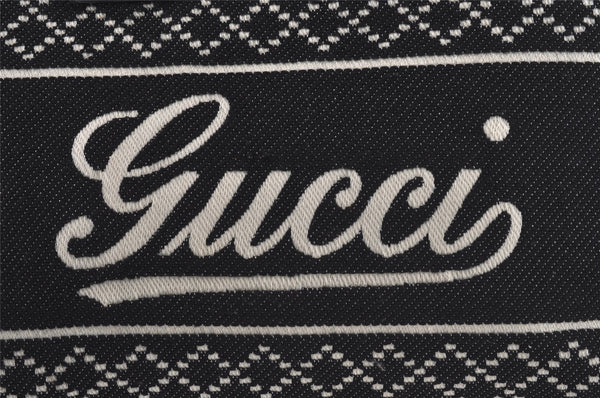 Authentic GUCCI Diamante Shoulder Tote Bag Wool Leather 257304 Black 9451I