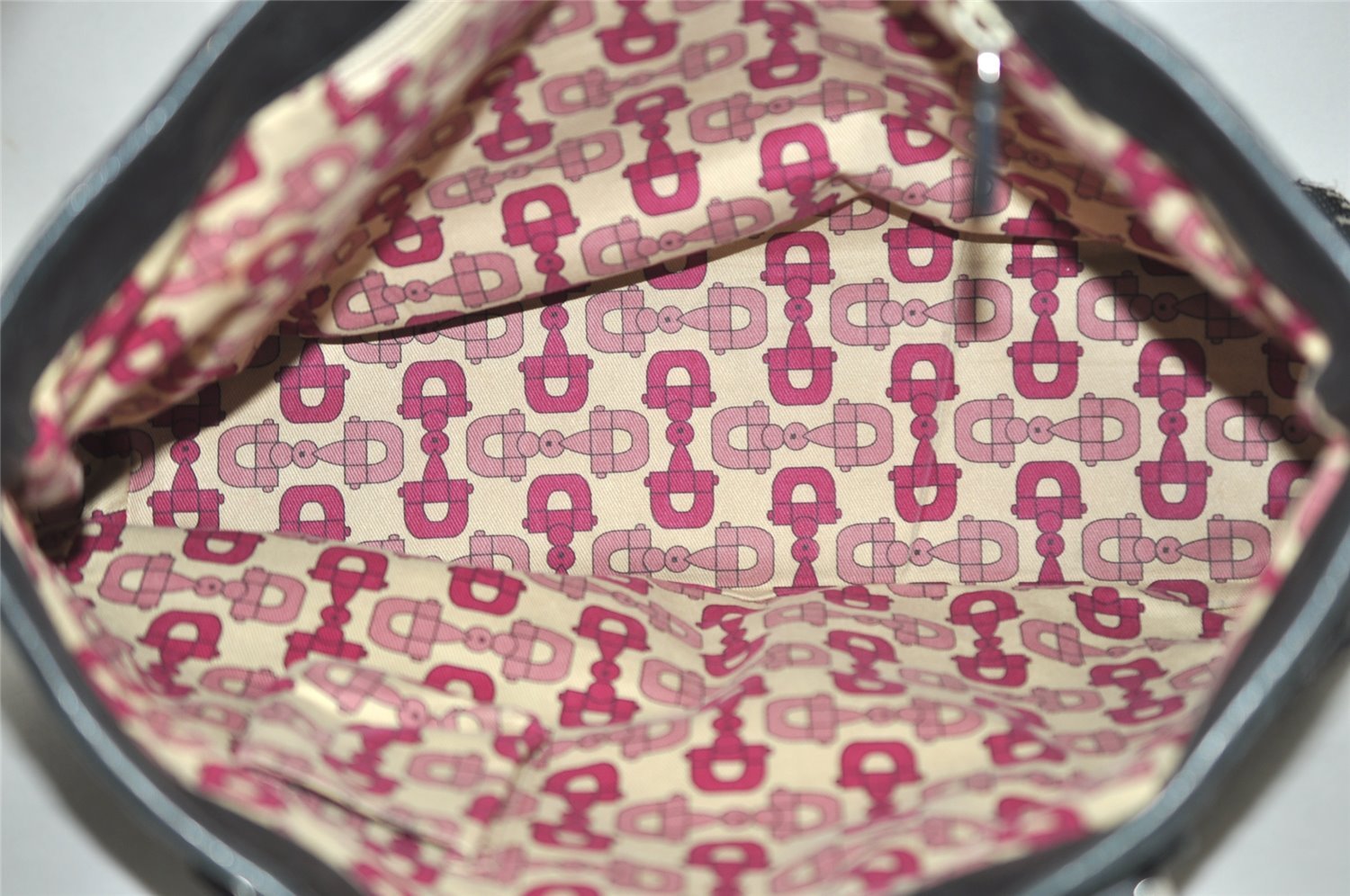 Authentic GUCCI Diamante Shoulder Tote Bag Wool Leather 257304 Black 9451I