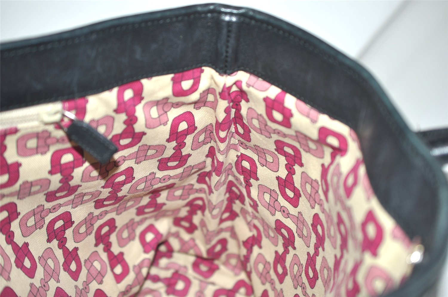 Authentic GUCCI Diamante Shoulder Tote Bag Wool Leather 257304 Black 9451I