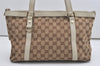 Authentic GUCCI Abbey Shoulder Tote Bag GG Canvas Leather 141470 Brown 9452I