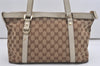 Authentic GUCCI Abbey Shoulder Tote Bag GG Canvas Leather 141470 Brown 9452I
