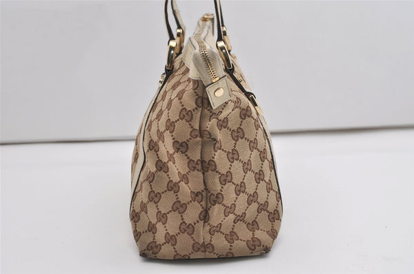 Authentic GUCCI Abbey Shoulder Tote Bag GG Canvas Leather 141470 Brown 9452I
