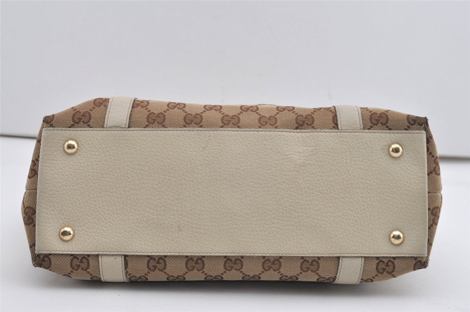 Authentic GUCCI Abbey Shoulder Tote Bag GG Canvas Leather 141470 Brown 9452I