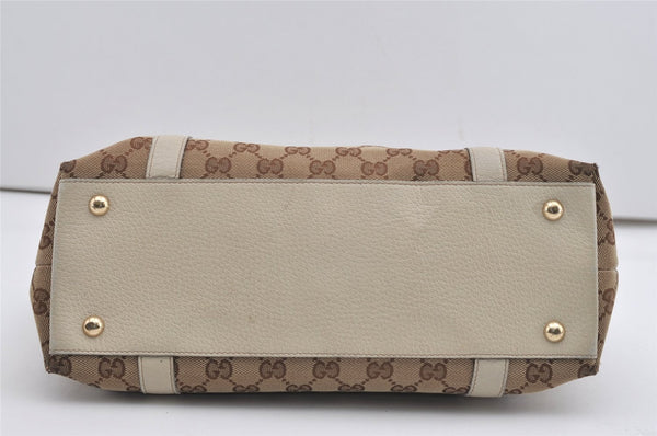 Authentic GUCCI Abbey Shoulder Tote Bag GG Canvas Leather 141470 Brown 9452I