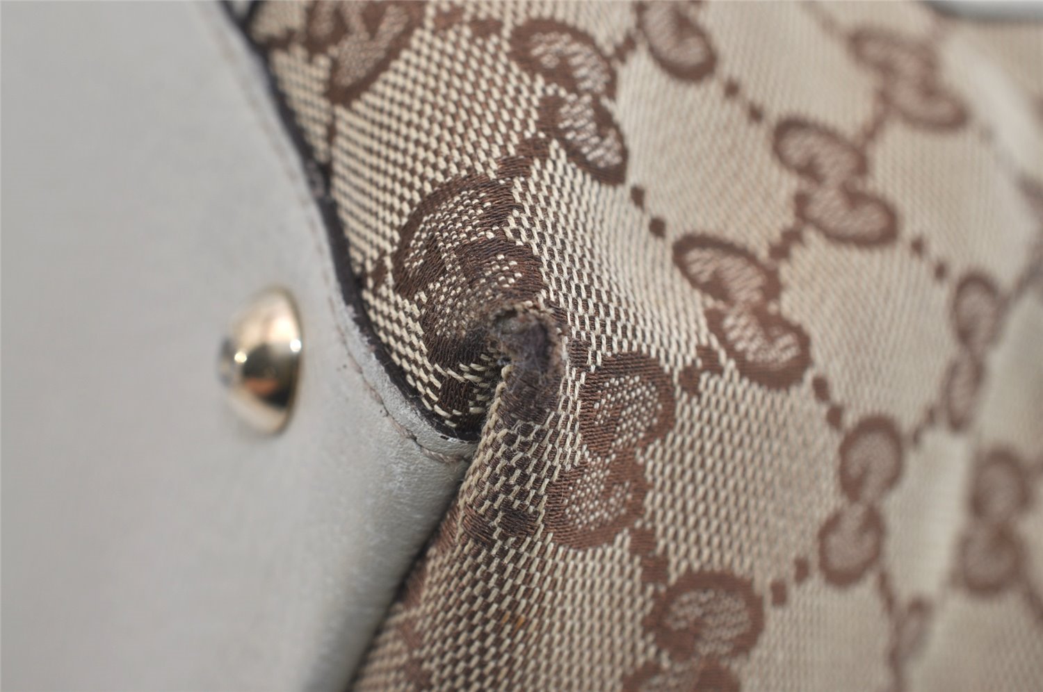 Authentic GUCCI Abbey Shoulder Tote Bag GG Canvas Leather 141470 Brown 9452I