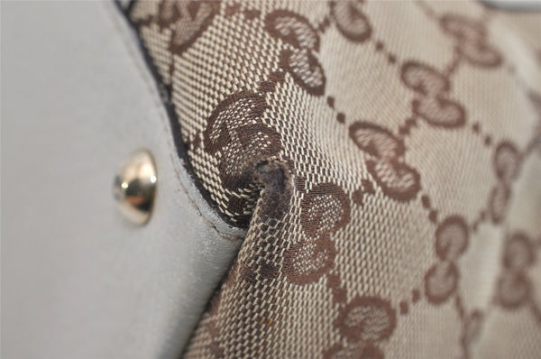 Authentic GUCCI Abbey Shoulder Tote Bag GG Canvas Leather 141470 Brown 9452I