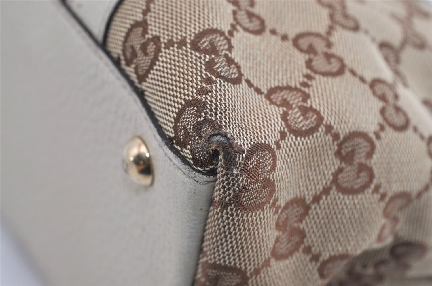 Authentic GUCCI Abbey Shoulder Tote Bag GG Canvas Leather 141470 Brown 9452I