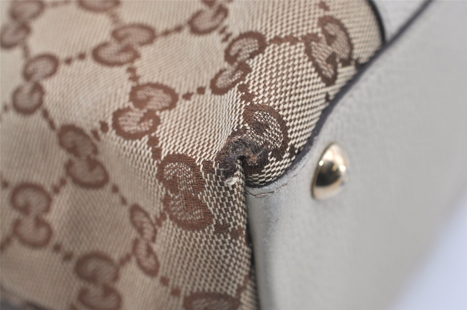 Authentic GUCCI Abbey Shoulder Tote Bag GG Canvas Leather 141470 Brown 9452I