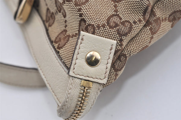 Authentic GUCCI Abbey Shoulder Tote Bag GG Canvas Leather 141470 Brown 9452I