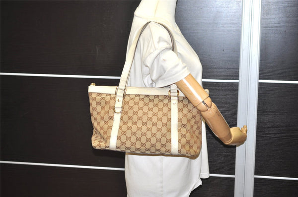 Authentic GUCCI Abbey Shoulder Tote Bag GG Canvas Leather 141470 Brown 9452I