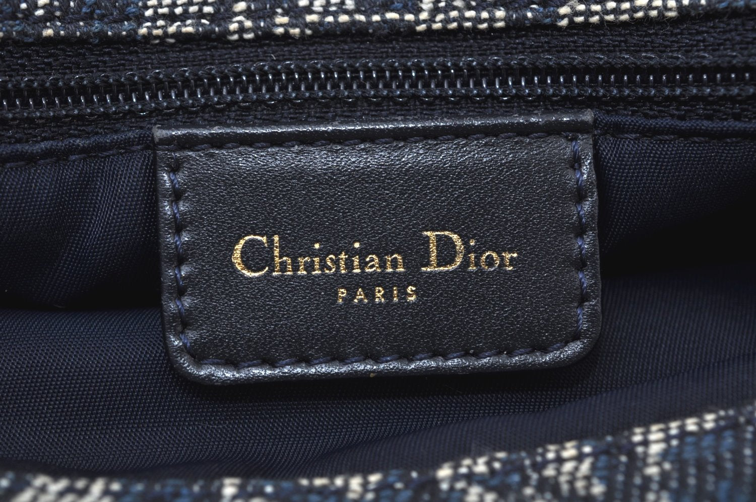 Authentic Christian Dior Trotter Shoulder Tote Bag Canvas Leather Navy 9453I