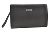 Authentic BURBERRY Vintage Leather Clutch Hand Bag Purse Black 9458J