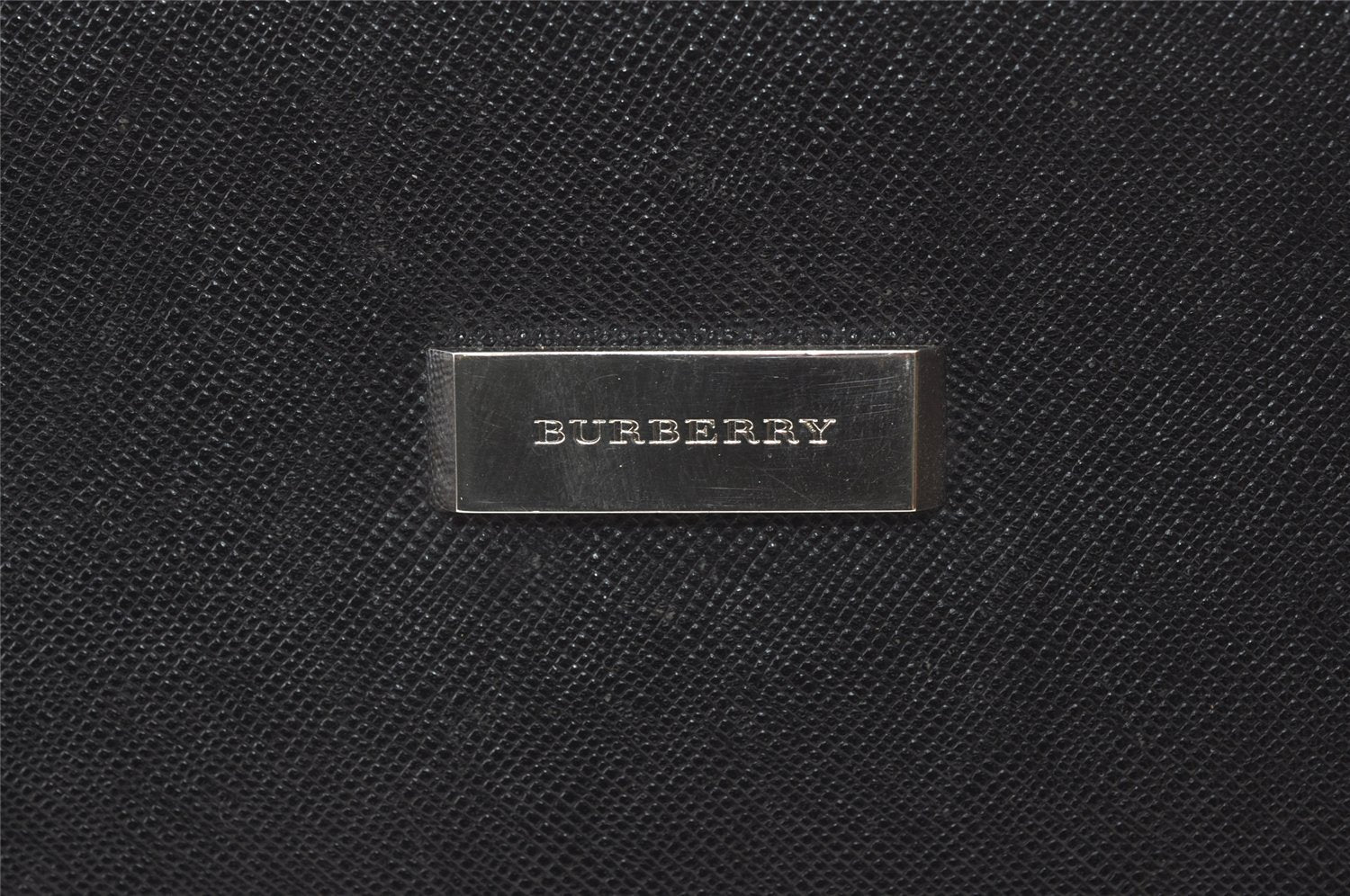 Authentic BURBERRY Vintage Leather Clutch Hand Bag Purse Black 9458J