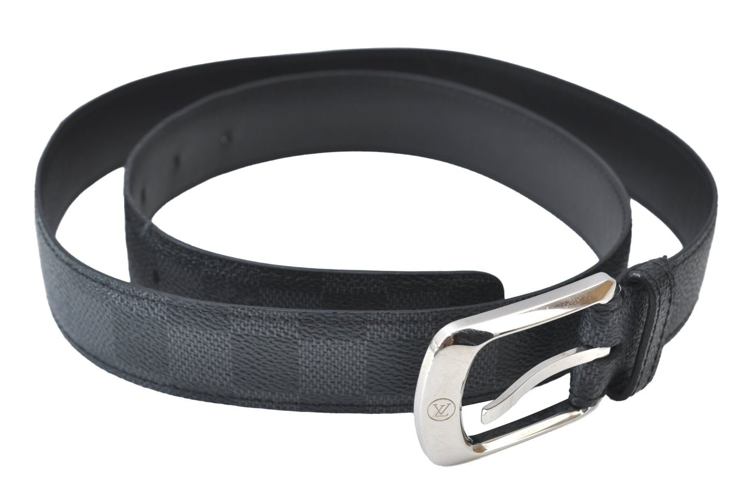 Auth Louis Vuitton Damier Graphite Ceinture Ellipse Belt 35.4