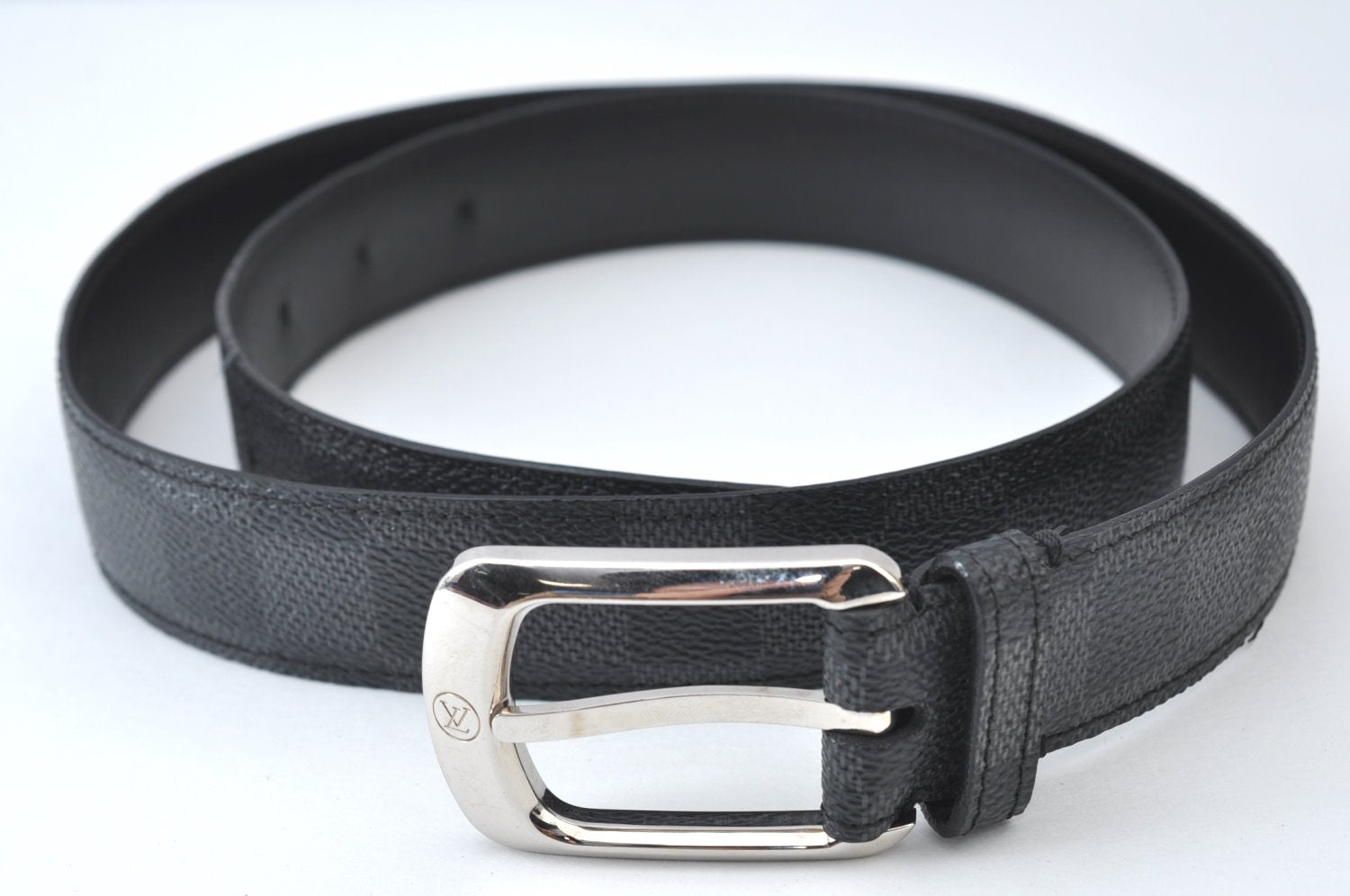 Auth Louis Vuitton Damier Graphite Ceinture Ellipse Belt 35.4