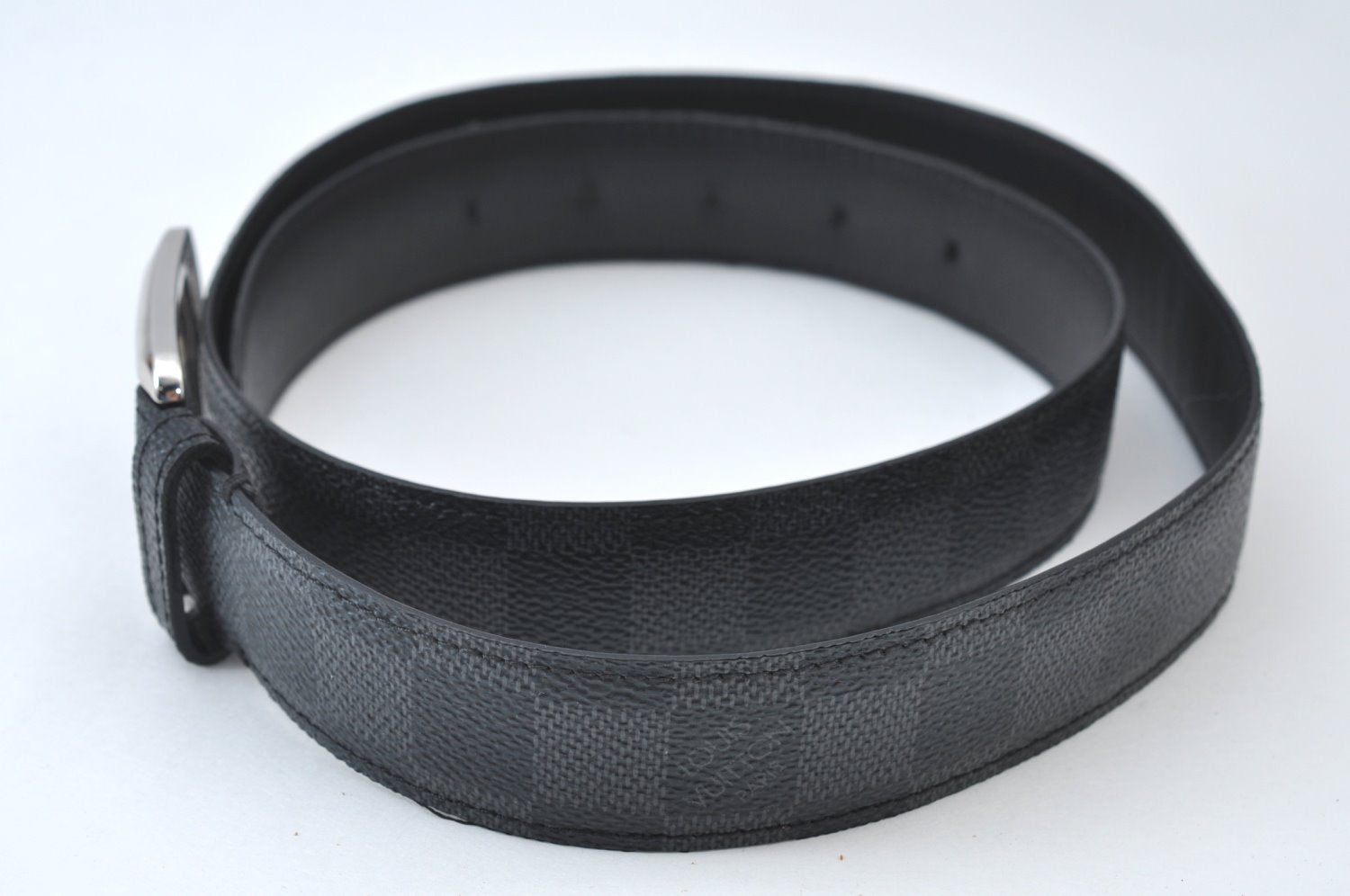 Auth Louis Vuitton Damier Graphite Ceinture Ellipse Belt 35.4