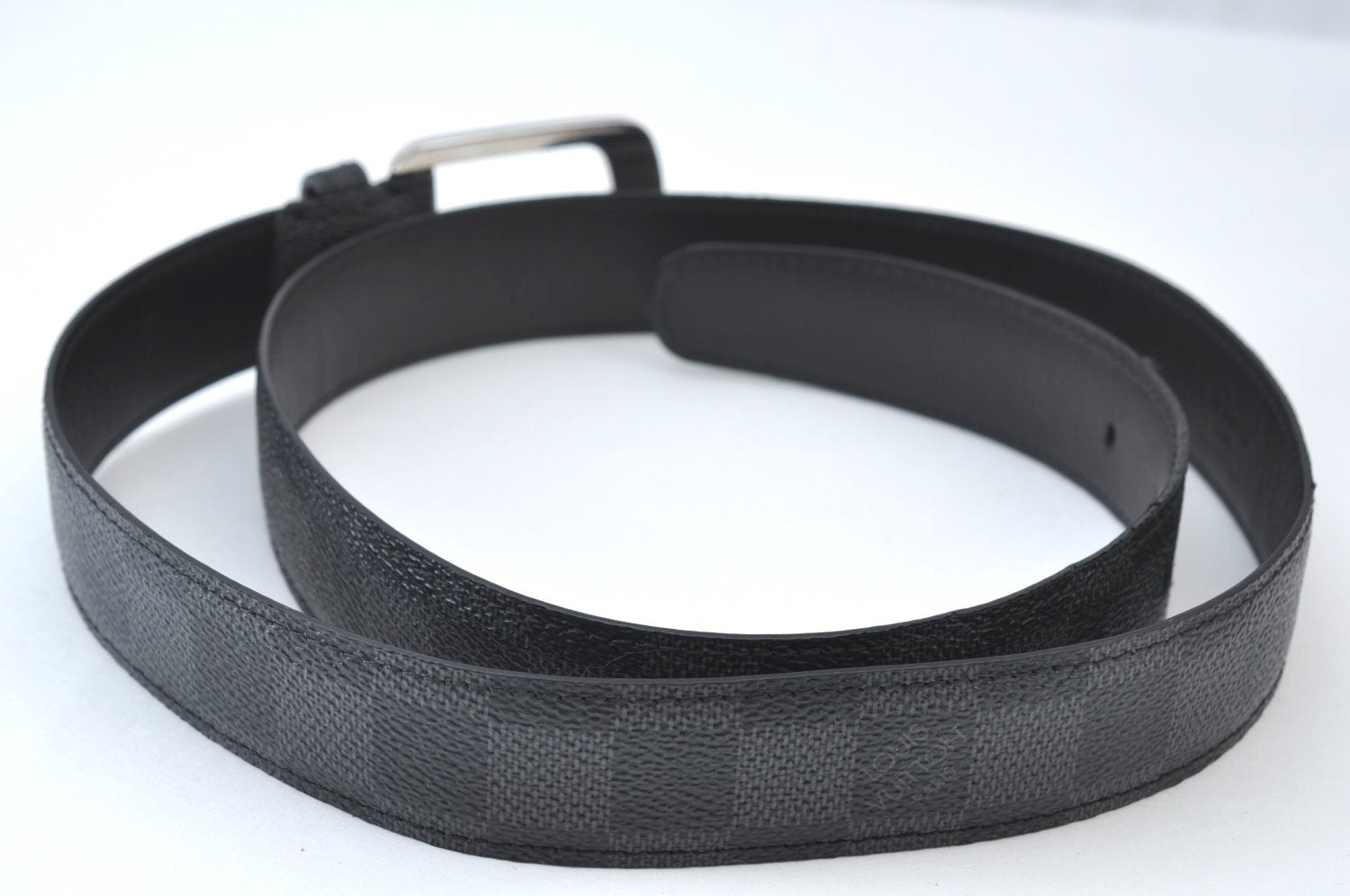 Auth Louis Vuitton Damier Graphite Ceinture Ellipse Belt 35.4