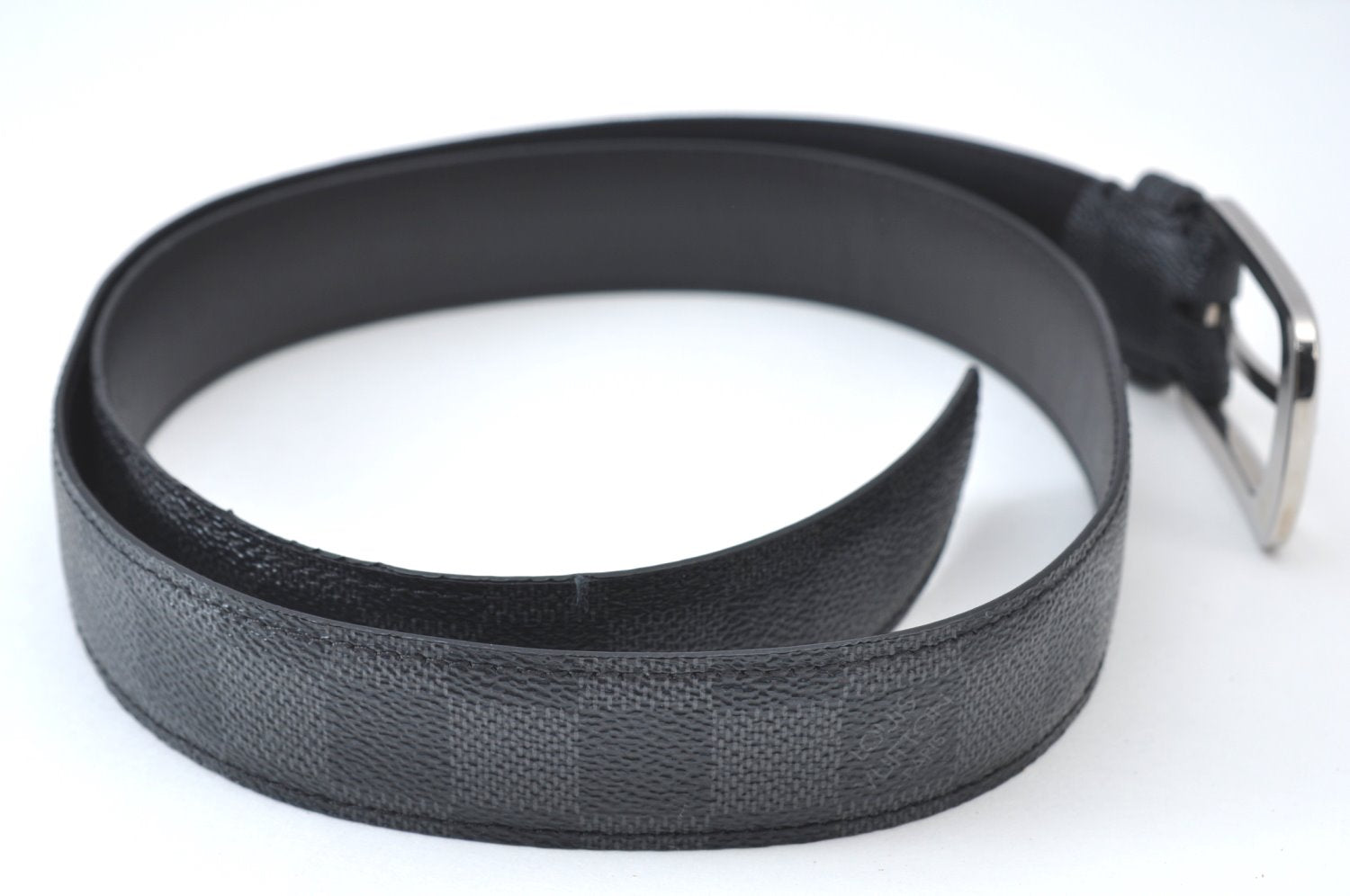 Auth Louis Vuitton Damier Graphite Ceinture Ellipse Belt 35.4