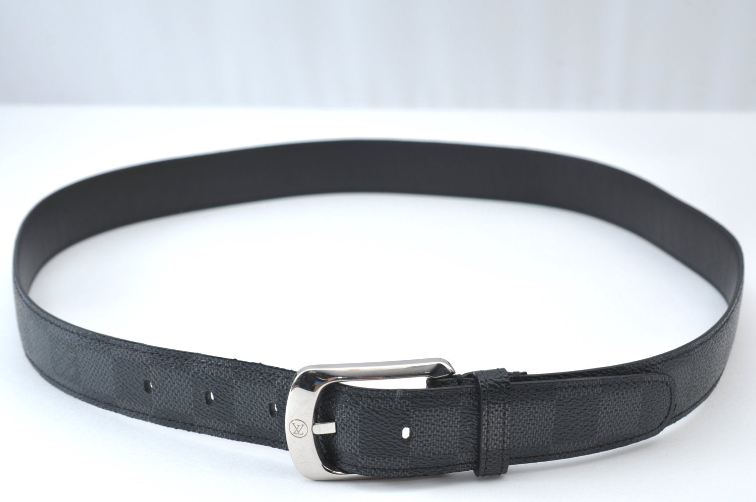 Auth Louis Vuitton Damier Graphite Ceinture Ellipse Belt 35.4